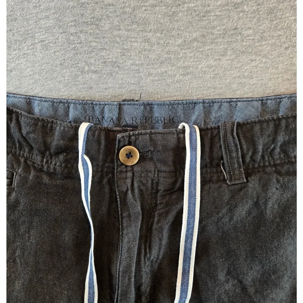 Banana Republic Shorts Mens 33 Charcoal Linen Blend Drawstring Casual 12